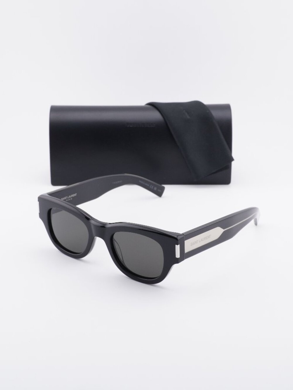 Saint Laurent SL573 001 Cat Eye Sunglasses - Black \ Grey